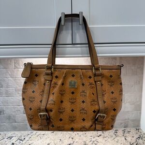 MCM EUC Cognac Visetos Leather Satchel